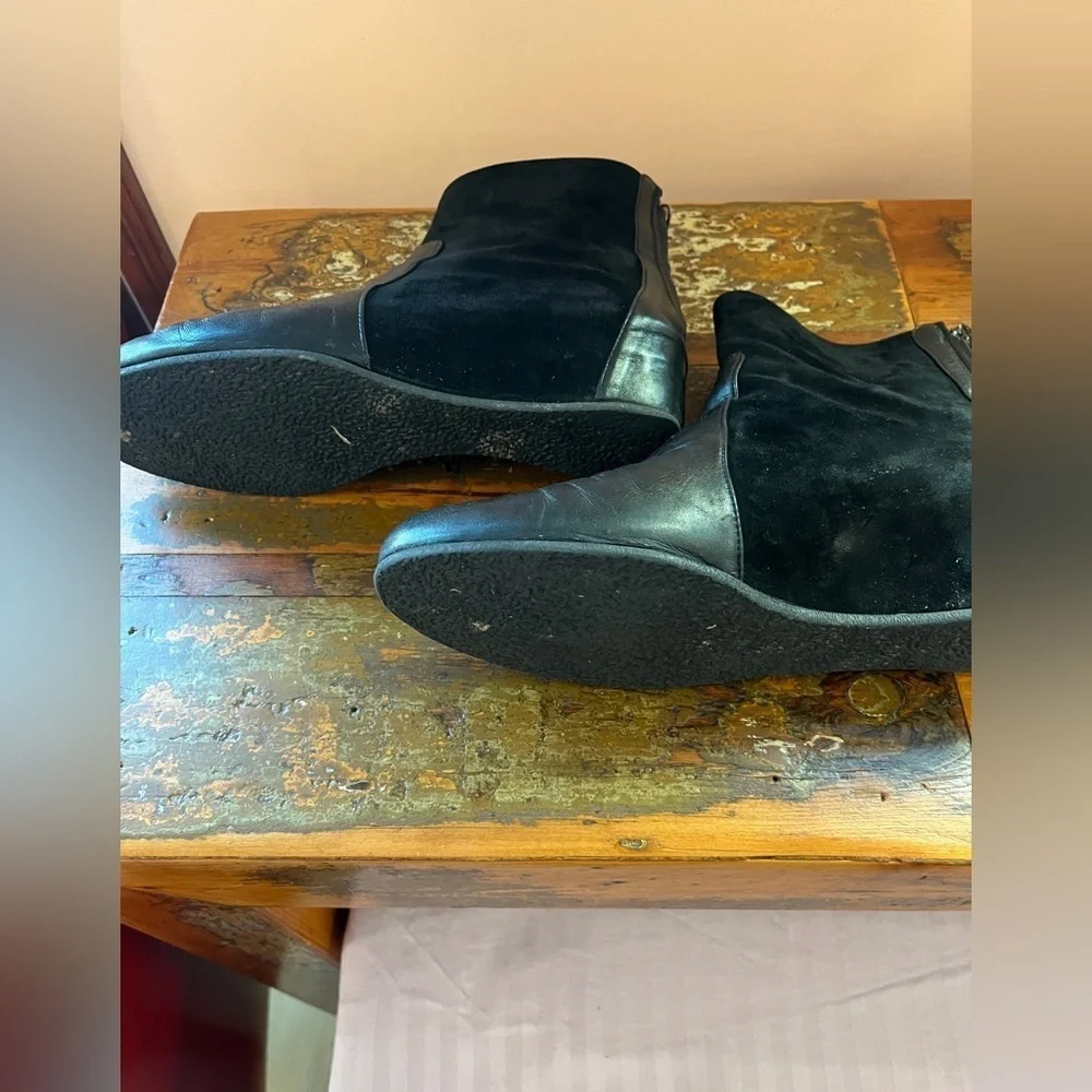 Aquatalia suede & leather booties. Size 9. Covered wedge